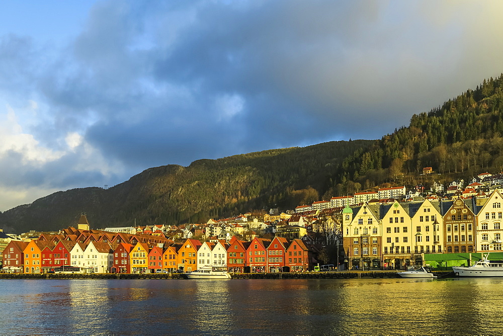 Hanseatic wooden waterfront commercial buildings of Bryggen (the dock), UNESCO World Heritage Site, Bergen, Hordaland, Norway, Scandinavia, Europe