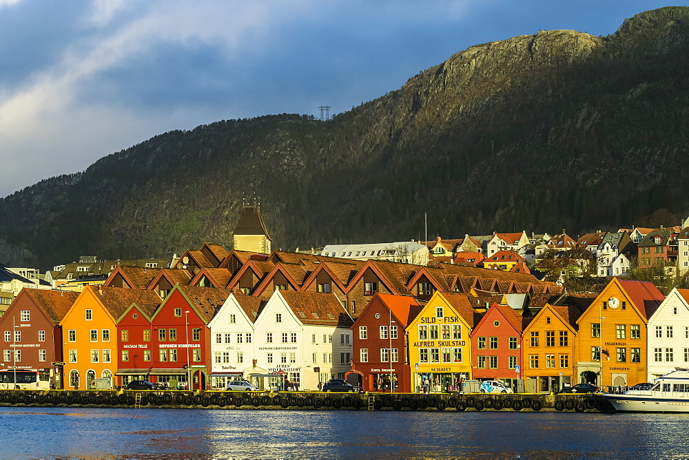 Hanseatic wooden waterfront commercial buildings of the Bryggen (the dock), UNESCO World Heritage Site, Bergen, Hordaland, Norway, Scandinavia, Europe