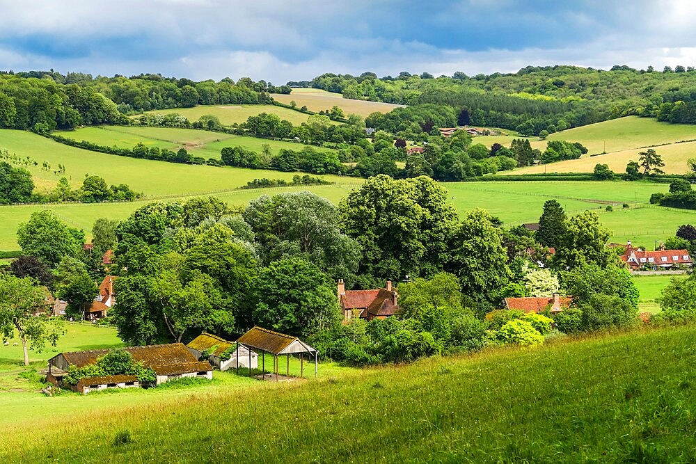 Skirmett village within the lovely Hambleden Valley in the Chiltern Hills near Henley-on-Thames, Skirmett, Buckinghamshire, England, United Kingdom, Europe