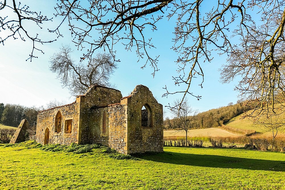 Ruin of St. James' church near Bix, once central to Bix Brand, the lost mediaeval village, Bix, Henley-on-Thames, Oxfordshire, England, United Kingdom, Europe