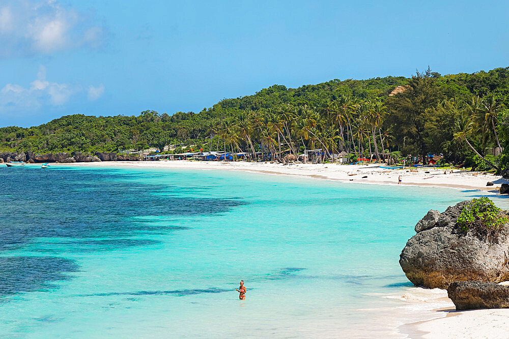 Fine white sand on Bira Beach at this resort town in the far South, 190km from Makassar, Tanjung Bira, South Sulawesi, Indonesia, Southeast Asia, Asia