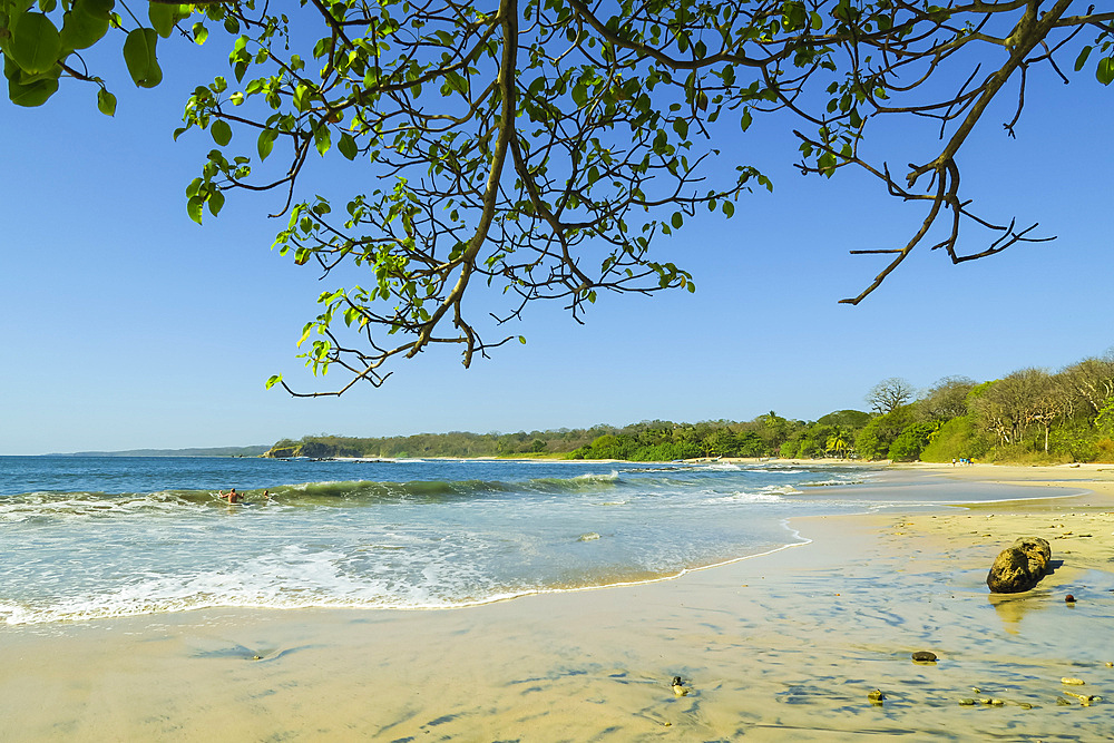 White sand Playa Golondrina beach just north of San Juanillo on the Nicoya Peninsula coast, San Juanillo, Guanacaste, Costa Rica, Central America