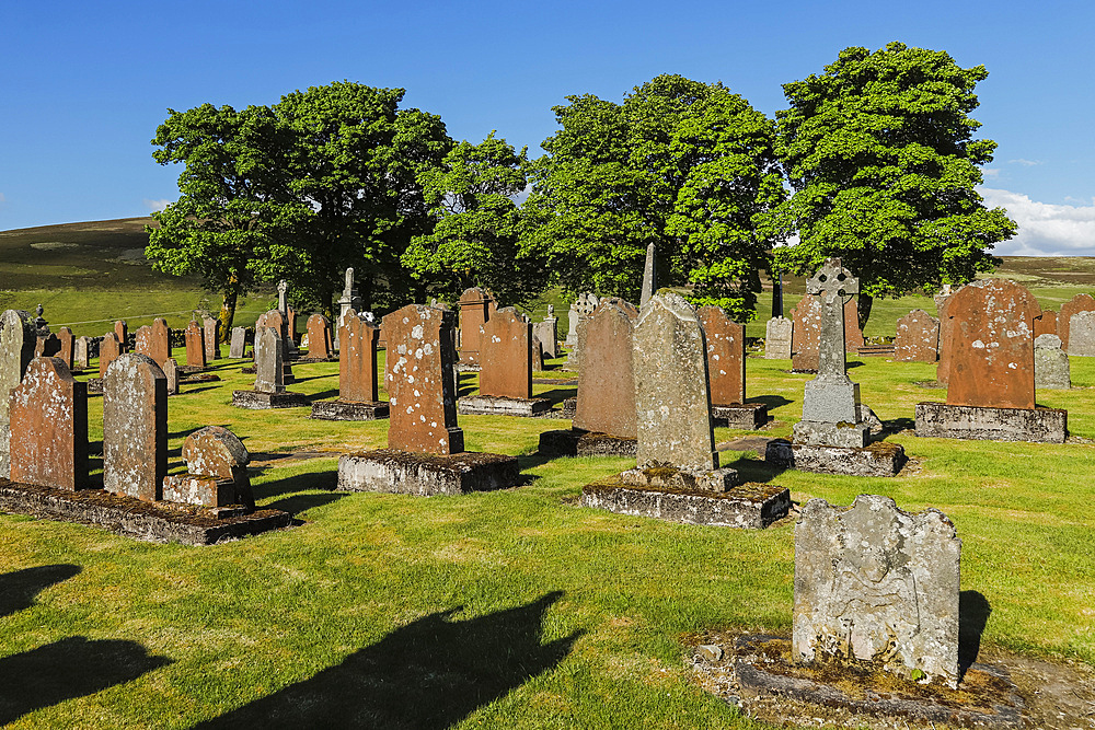 The historic graveyard at this former mining settlement & second highest village in Scotland. Leadhills, South Lanarkshire, Scotland, United Kingdom, Europe