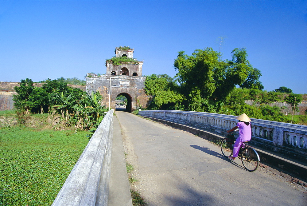 Walls of the citadel, historic former political capital, Hue, central Vietnam, Indochina, Southeast Asia, Asia