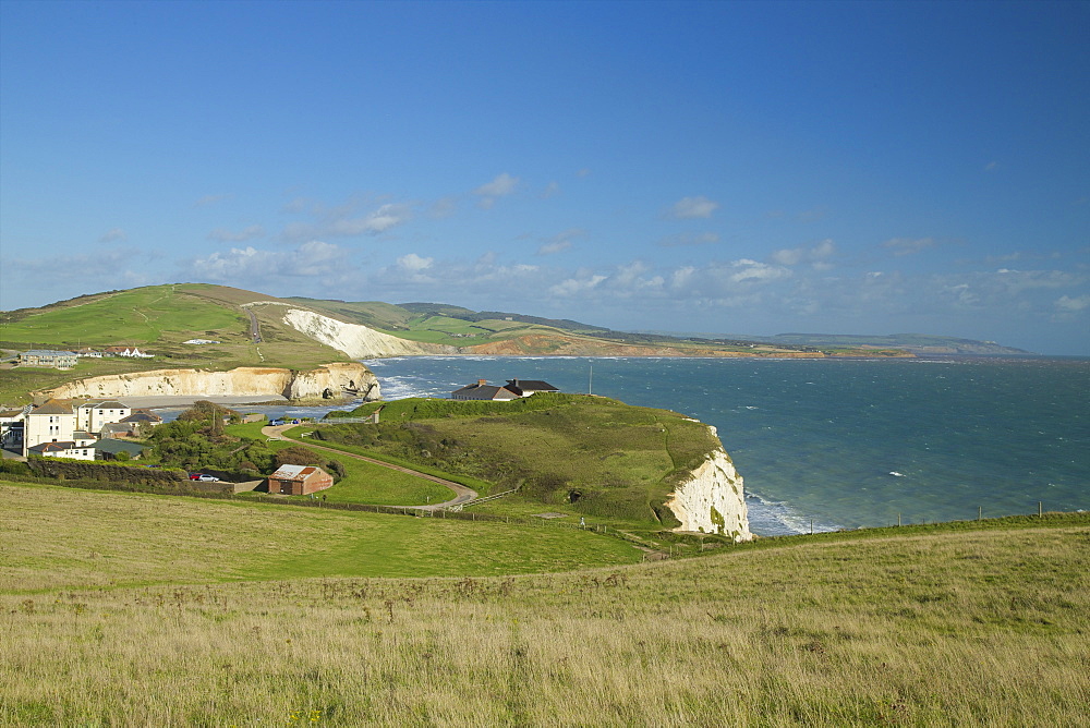 Tennyson Down looking towards Freshwater Bay, Isle of Wight, England, United Kingdom, Europe