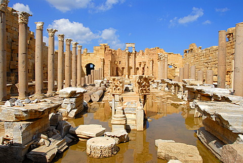 Wide space with water Severan basilica Leptis Magna Libya