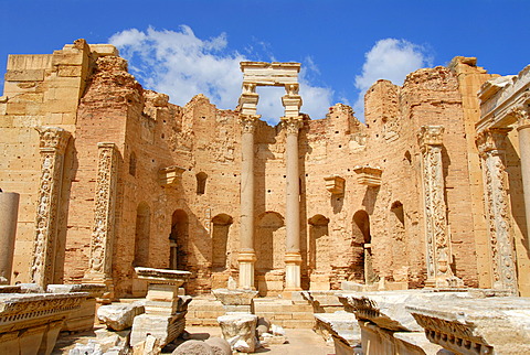 High walls and colums Severan Basilica Leptis Magna Libya