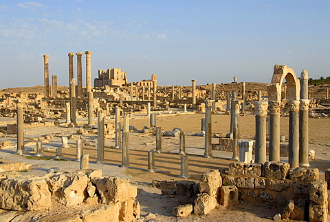 View of the Roman excavation site to the theatre Sabratha Libya