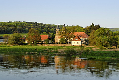 Benedictine Abbey Bursfeld Kloster Bursfelde in Hemeln Bursfelde at the Weser near Hannoversch Muenden Lower Saxony Germany