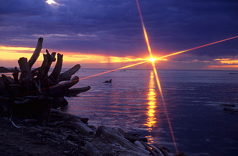 Sunset on the Great Slave Lake, Northwest Territory, Canada, North America