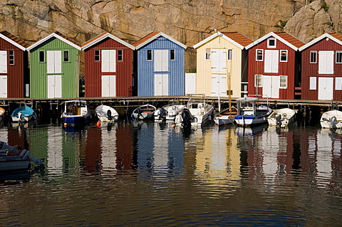 Coloured wooden houses, Smoegen, Bohuslaaen, Sweden