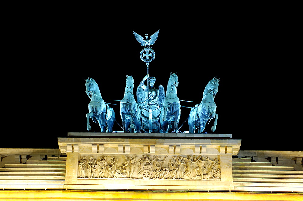 Brandenburger Tor with Quadriga at night Berlin Germany
