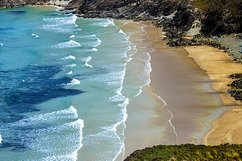 Ocean surf at a sandy bay, Tranarossan Bay, County Donegal, Republic of Ireland, Europe