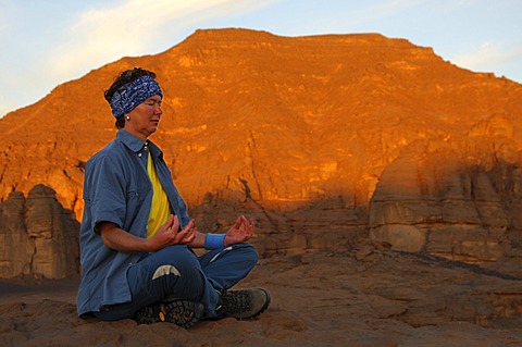 Yoga exercise at sunrise