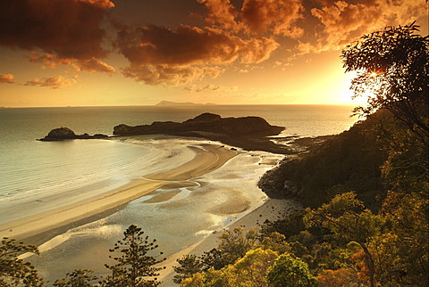 Sandy beach at sunset, Hinchinbrook Island, Queensland, Australia