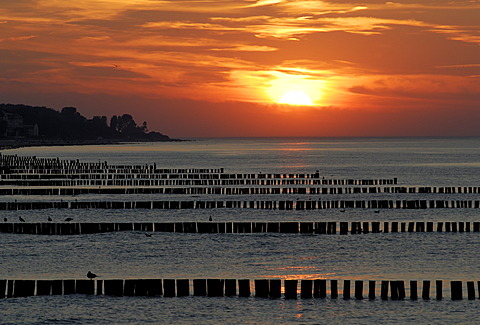 Sunset at the beach in Kuehlungsborn, Western Pomerania, Germany