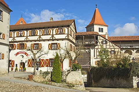 Inner courtyard, Harburg Castle, Mauren, Bavaria, Germany