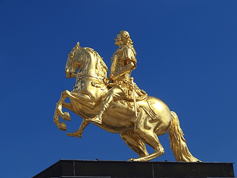 The golden rider of monument August of the strong in Dresden, Saxony, Germany