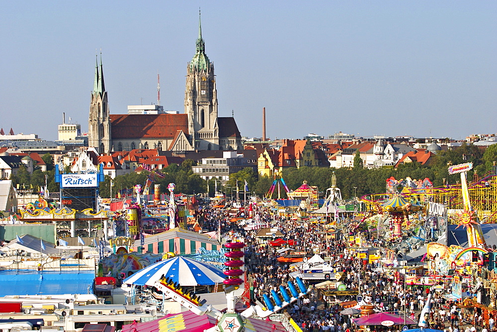 Oktoberfest Munich - view from ferris wheel - church St. Paul