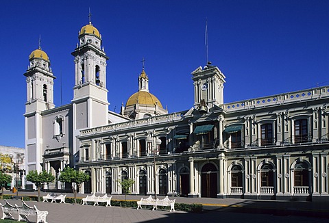 Cathedral and Palacio de Gobierno Colima Mexico