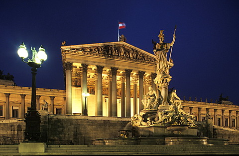 Parliament and Palas Athena fountain , Vienna Austria