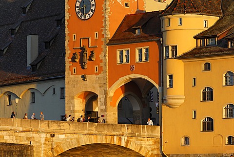 Regensburg, Stone Bridge, Brucktor, Upper Palatinate, Bavaria, Germany