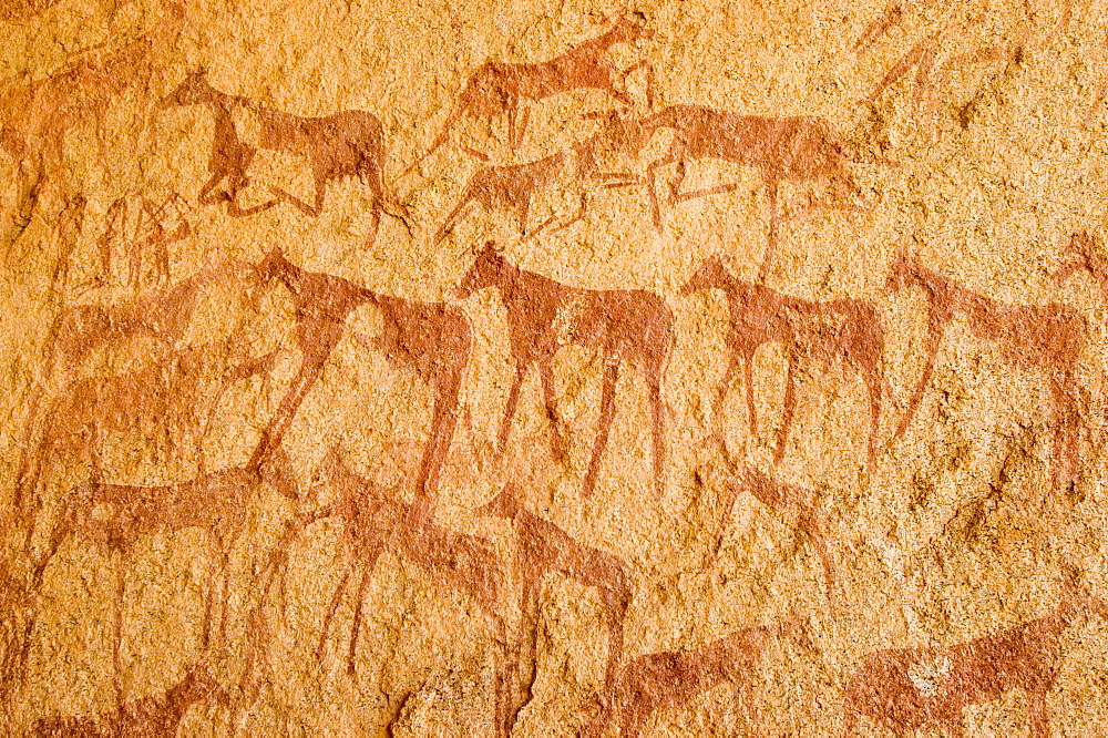 Prehistoric rock painting at Jebel Uweinat, Jabal al Awaynat