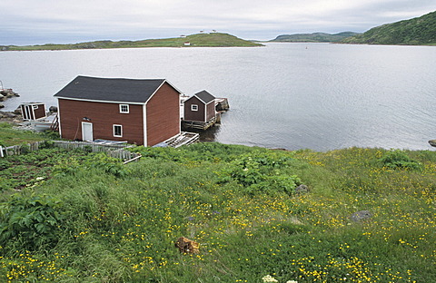 Fishing cabin at Red Bay the old basque whaling station, Red Bay National Historic Site of Canada, Labrador