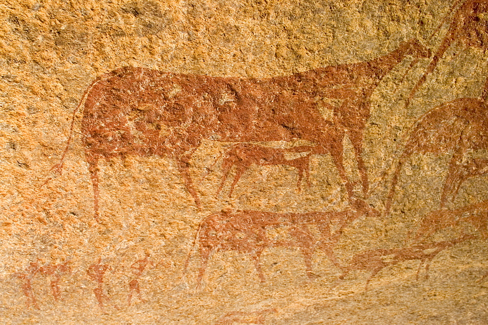 Prehistoric rock painting at Jebel Uweinat, Jabal al Awaynat, Libya