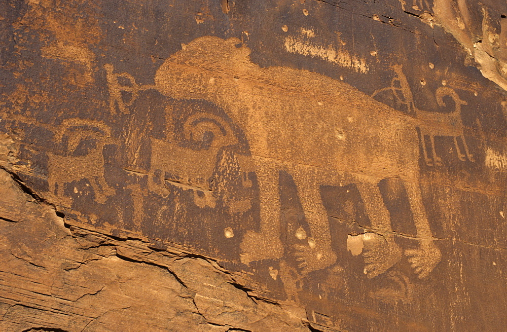 Indian or native american rock art, Colorado River Canyon near Moab, Utah, USA