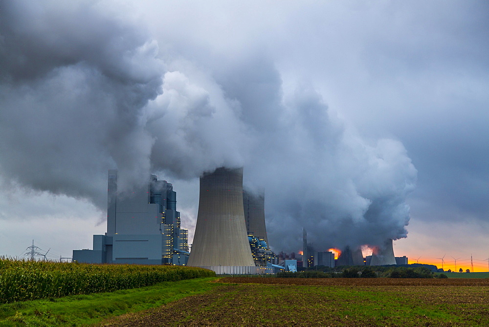 Power plant blocks F and G, brown coal power plant Neurath, RWE Power AG, Grevenbroich-Neurath, North Rhine-Westphalia, Germany, Europe