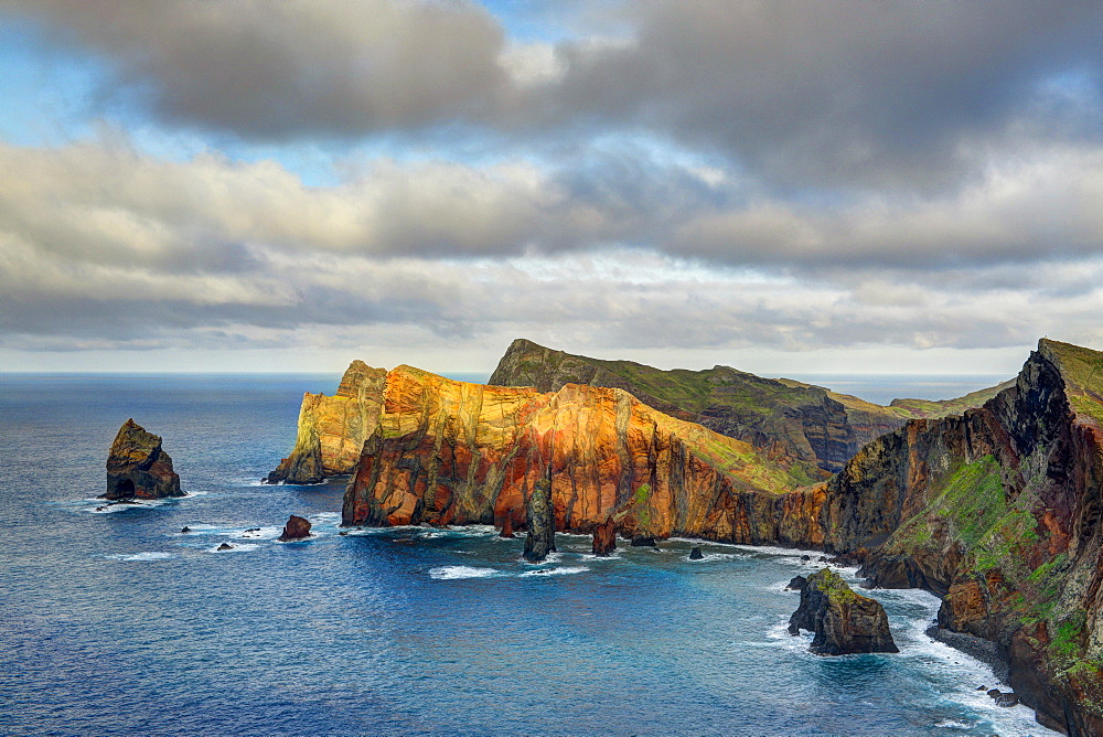 Rocky coast at the Ponta da Sao Lourenco, eastern tip of the island Madeira, Portugal, Europe