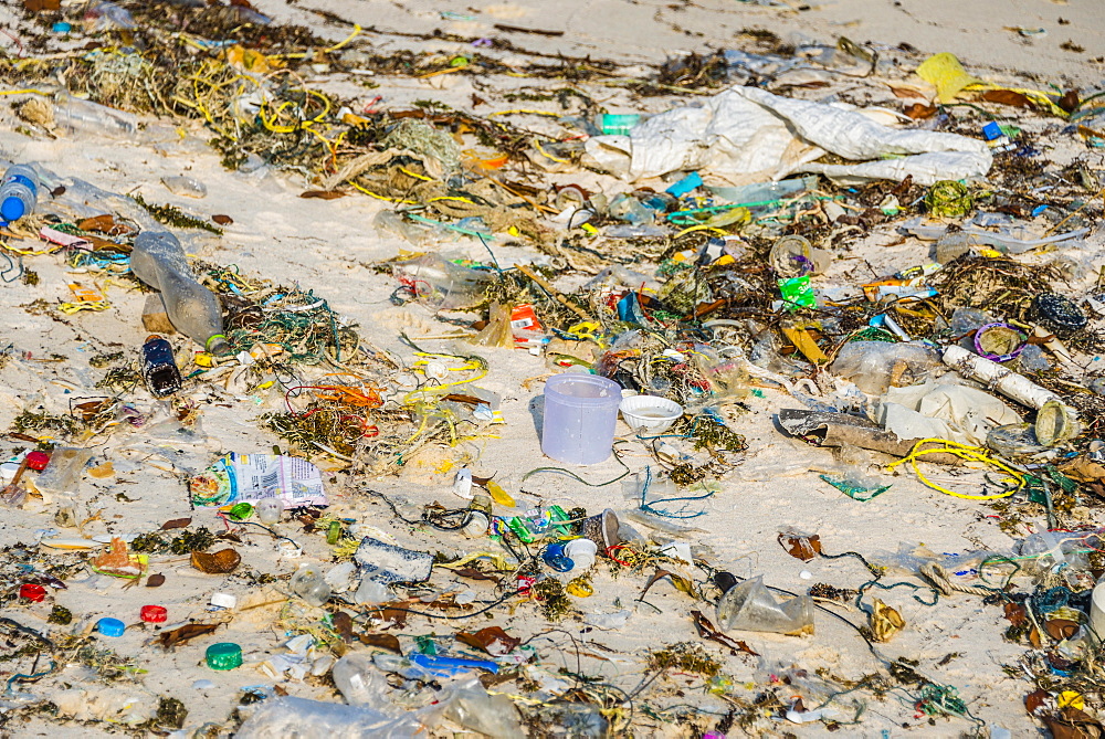 Trash strewn on Long Beach, Sok San Village, Koh Rong Island, Krong Preah Sihanouk, Sihanoukville, Cambodia, Asia