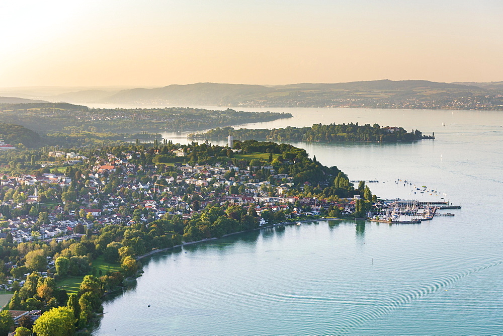 Aerial view, Lake Überlingen, Konstanz, Baden-Württemberg, Germany, Europe