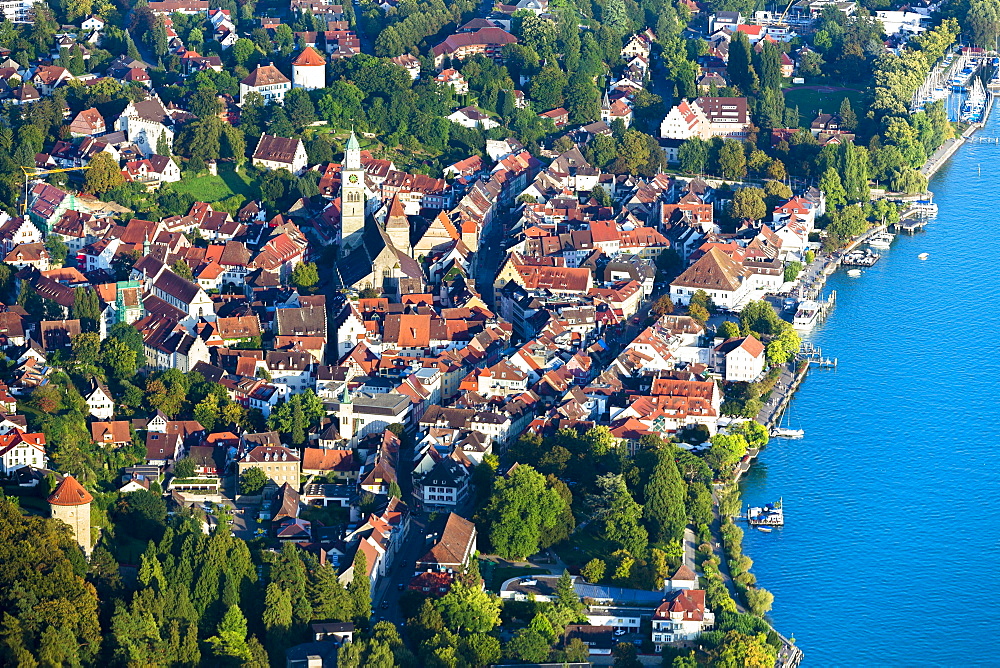 Aerial view, Überlingen, Lake Constance, Baden-Württemberg, Germany, Europe