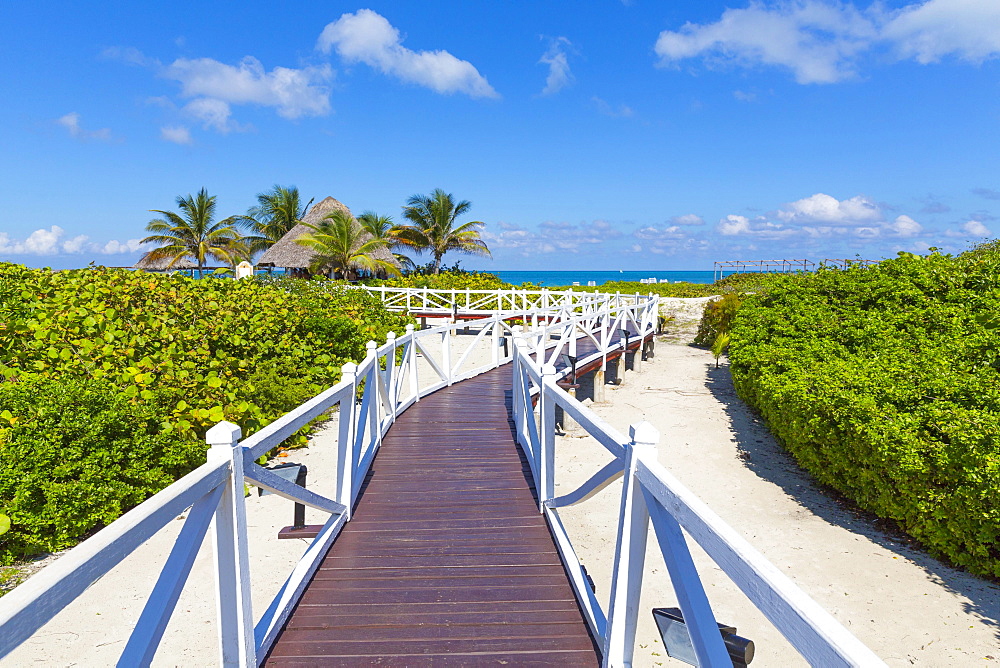 Jetty to the beach, Hotel Melia Las Dunas, island of Cayo Santa Maria, Caribbean, Cuba, Central America