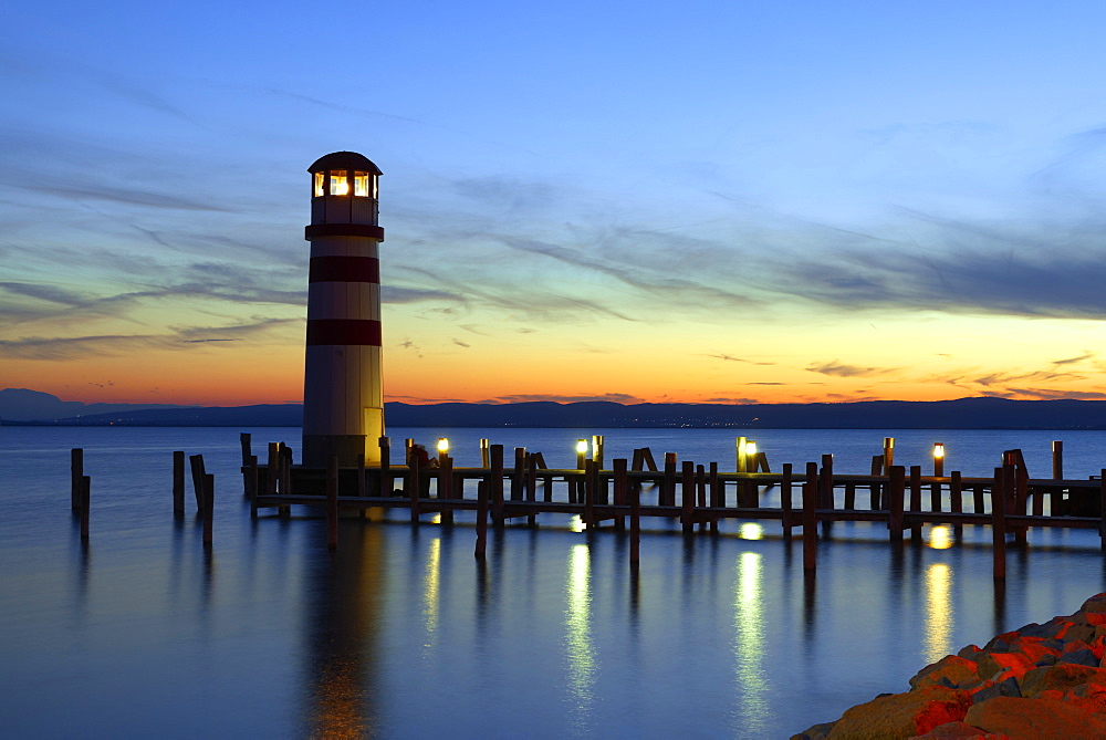 Lighthouse, Podersdorf am See, Neusiedler See, lake, Northern Burgenland, Burgenland, Austria, Europe