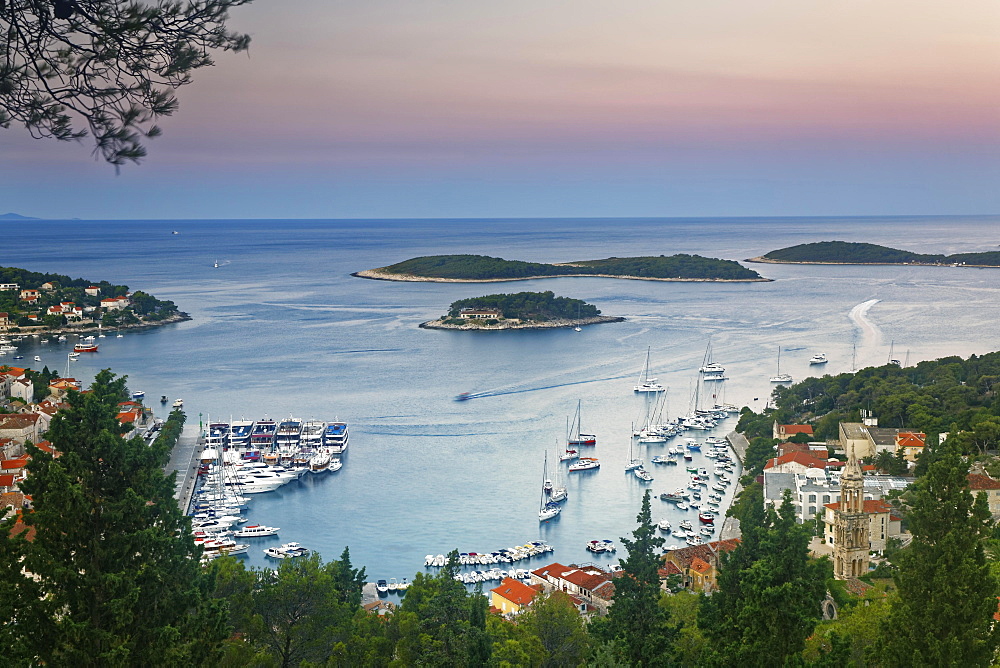 View of the harbor and city of Hvar, island of Hvar, Split-Dalmatia, Croatia, Europe