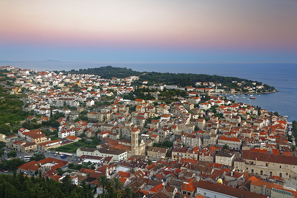 View from the fortress Spanjola on town Hvar, island of Hvar, Split-Dalmatia, Croatia, Europe