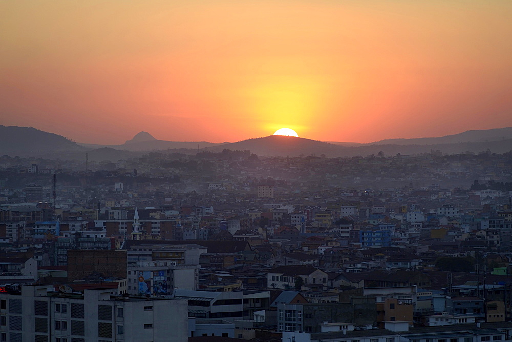 Sunset over capital city Antananarivo, Madagascar, Africa