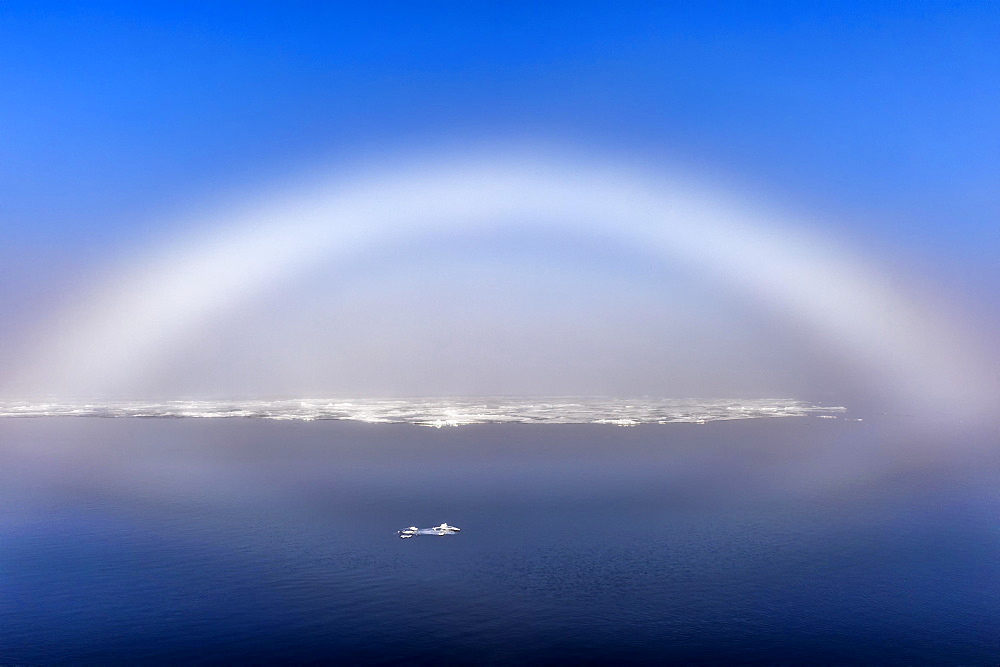 White Rainbow over the ice, Arctic Ocean, 81° North, Svalbard Archipelago, Norway, Europe