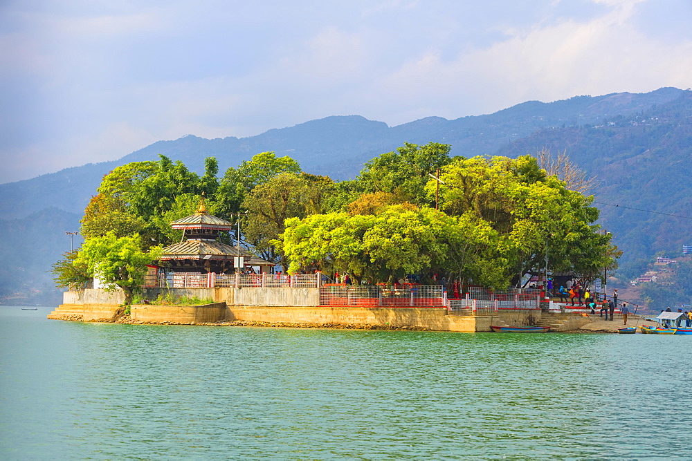 Island on Phewa Lake, Pokhara, Nepal, Asia