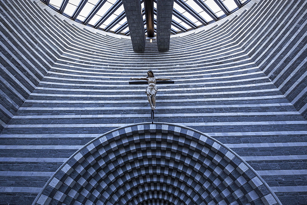 Church of San Giovanni Battista, interior view, architect Mario Botta, Mogno, near Fusio, Lavizzara, Canton Tessin, Switzerland, Europe