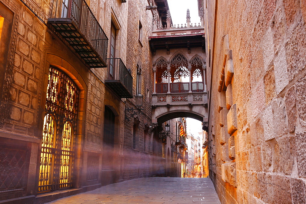 Bridge of Sighs, Gothic Quarter, Barcelona, Spain, Europe