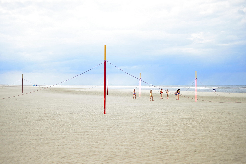 Children play on the beach, Langeoog, East Frisian Islands, Germany, Europe