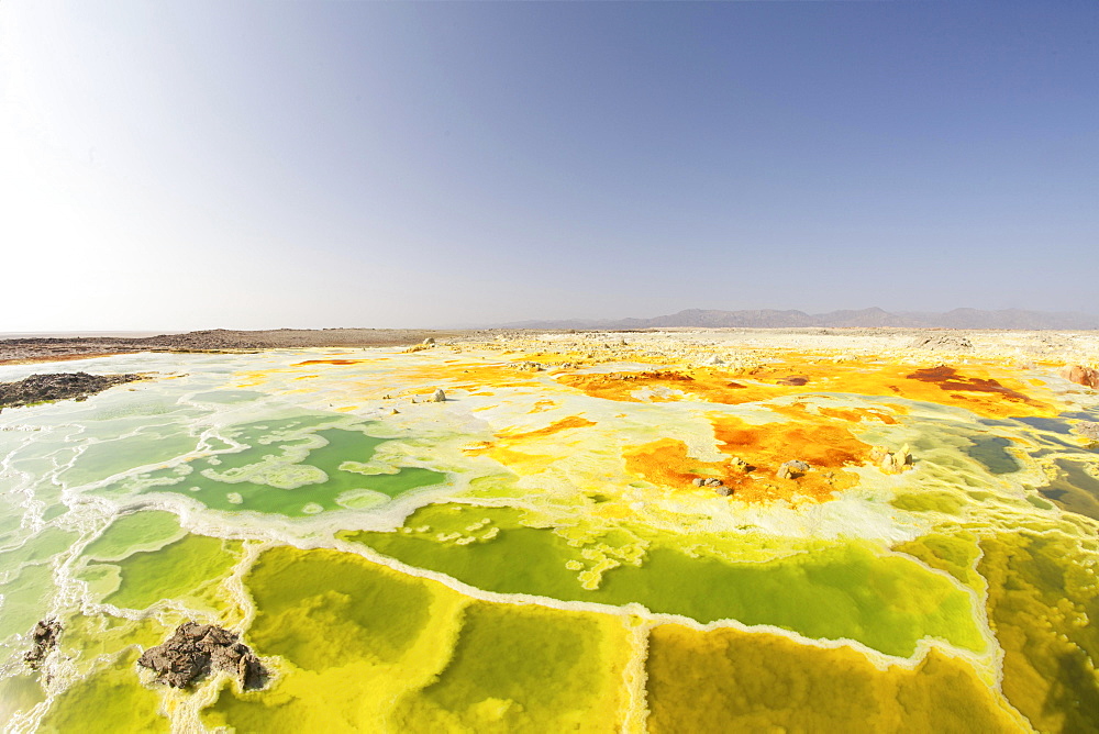 Sulphur sediments in the thermal area of Dallol, Danakil-Senke, Ethiopia, Africa