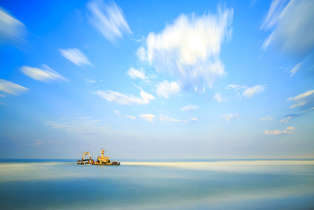 Shipwreck Zeila in the water, Henties Bay, Erongo region, Namibia, Africa