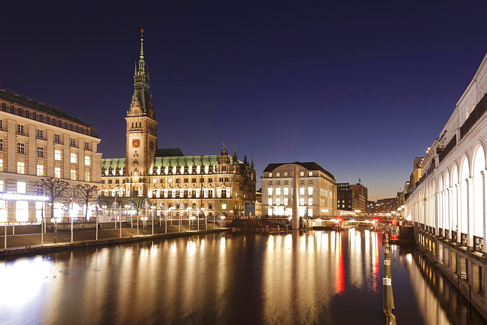 City hall and Alster Arcades by the small Alster, Hamburg, Germany, Europe