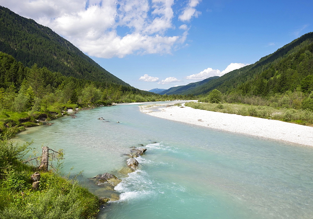 Isar, Vorderriss near Lenggries, Isarwinkel, Upper Bavaria, Bavaria, Germany, Europe