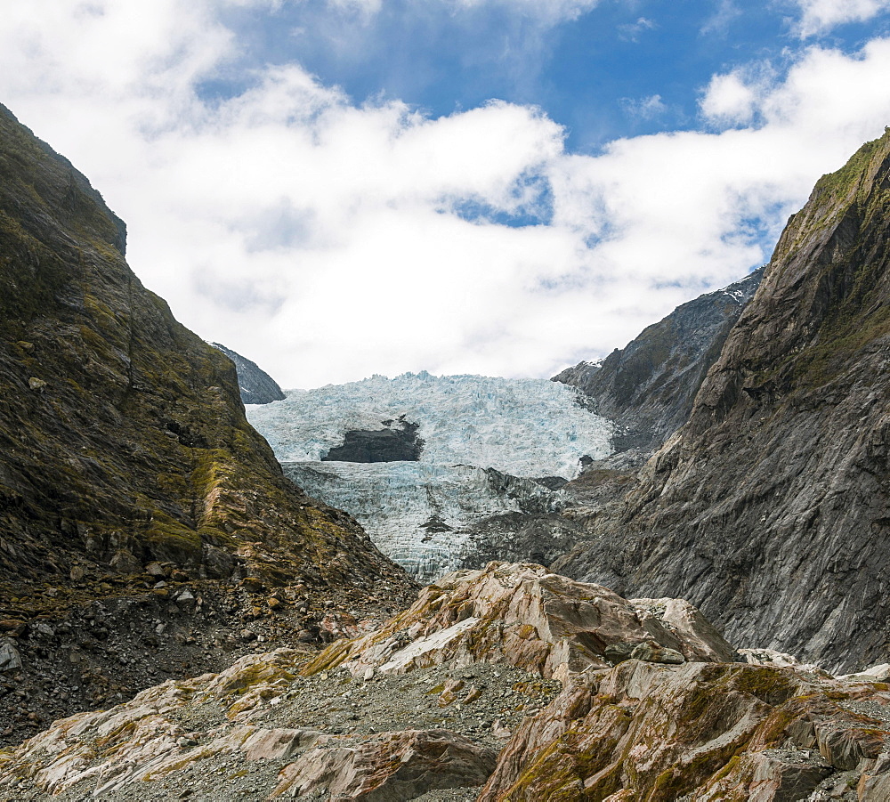 Glacier tongue, Franz Josef Glacier, West Coast, Southland, New Zealand, Oceania